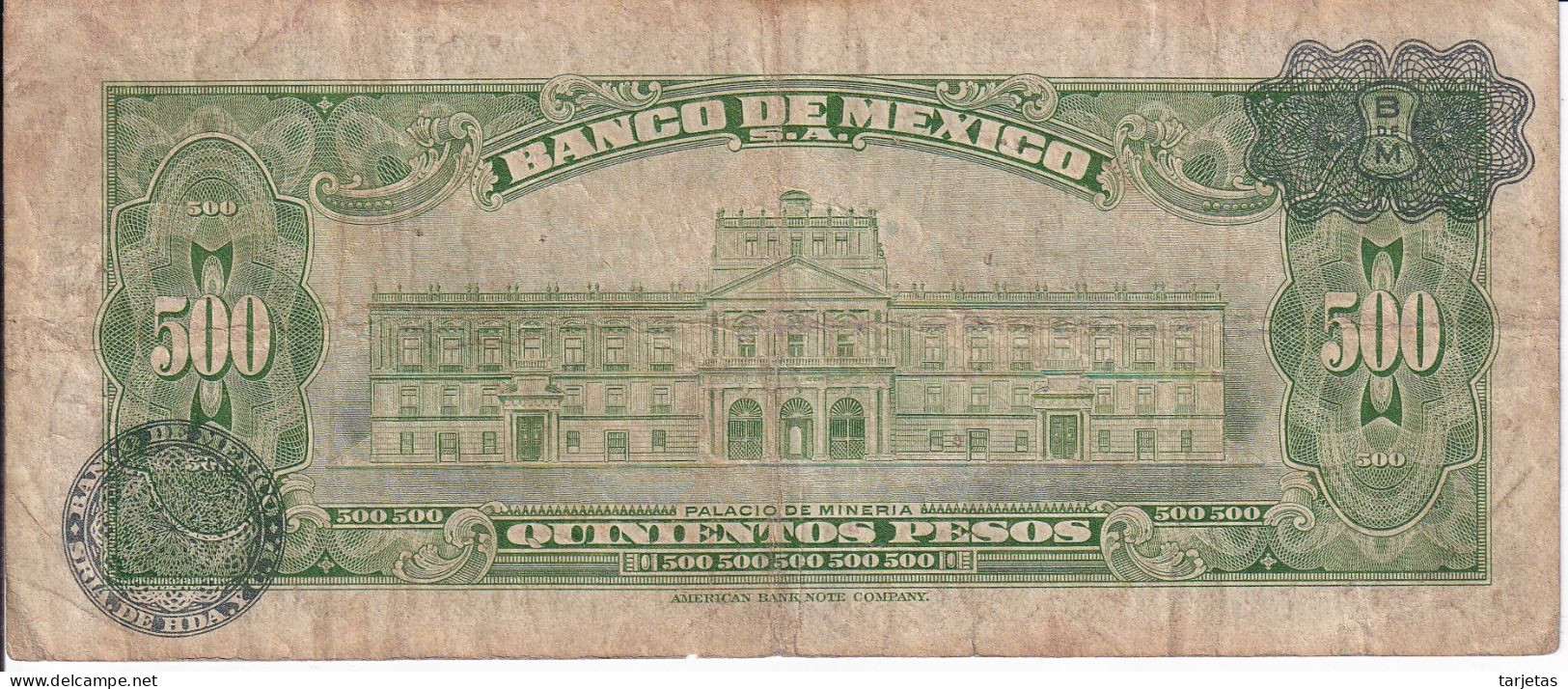BILLETE DE MEXICO DE 500 PESOS DEL 29 DE DICIEMBRE DE 1972 DIFERENTES FIRMAS (BANKNOTE) - Mexique