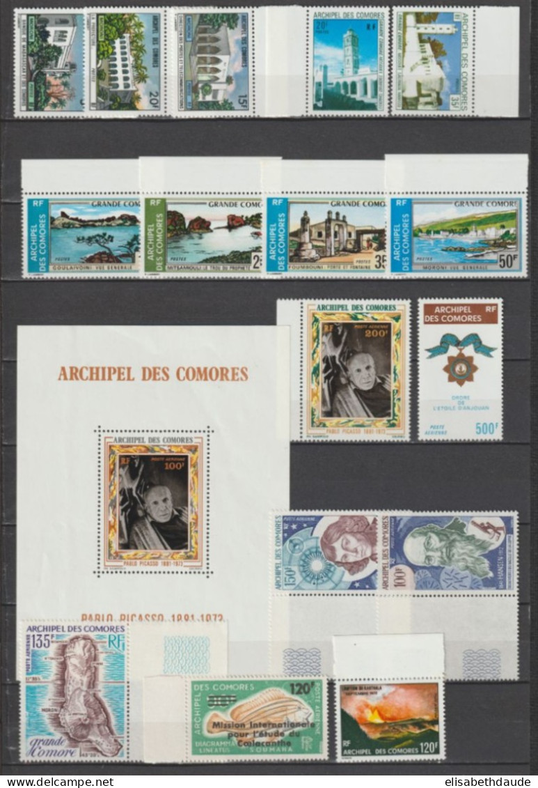 COMORES - 1973 - ANNEE COMPLETE Avec POSTE AERIENNE - YVERT N°80/88 + A52/58 + BLOC 1 ** MNH  - COTE = 130 EUR. - Ungebraucht