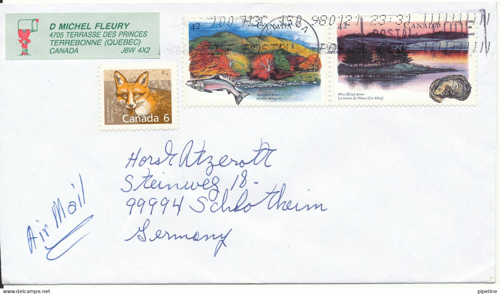 Canada Cover Sent Air Mail To Germany 21-1-1998 Topic Stamps - Brieven En Documenten