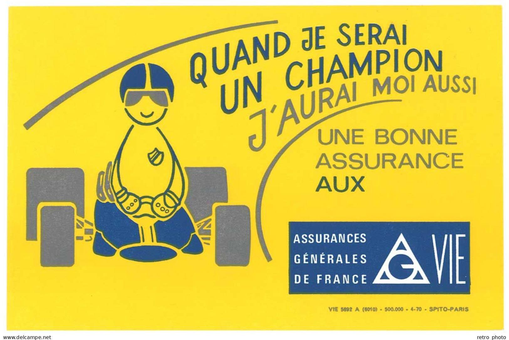 Buvard " Assurances Générales De France Vie ", Karting, Quand Je Serai Un Champion ...(dd) - A