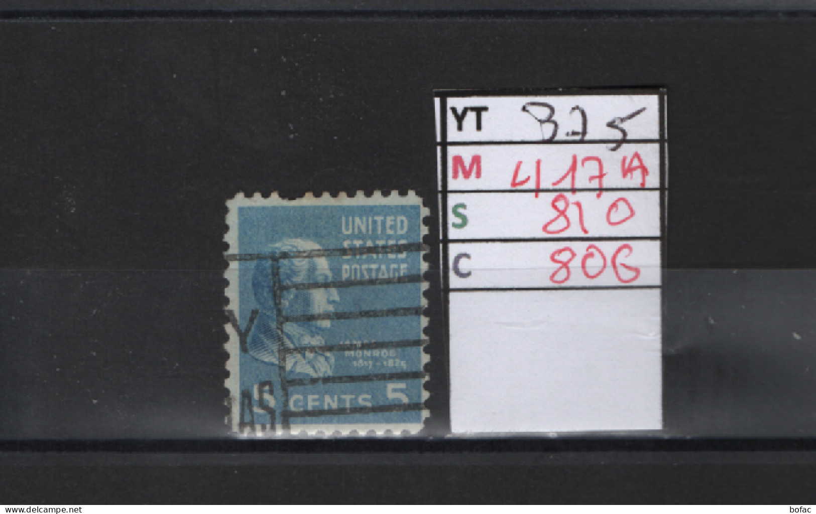 PRIX FIXE Obl 375 YT 417A MIC 810 SCO 806 GIB J,Monroe 1938 Etats Unis 58A/02 - Used Stamps