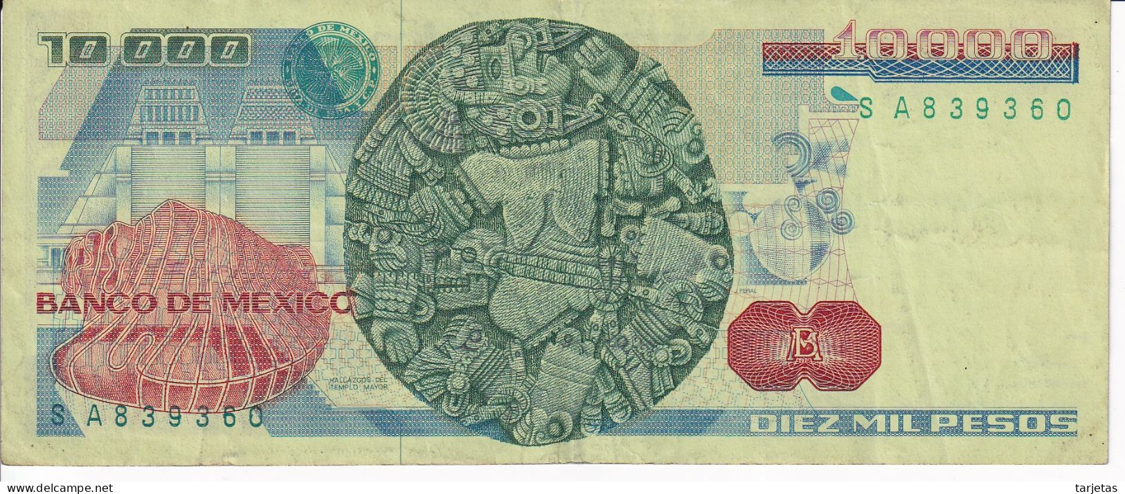 BILLETE DE MEXICO DE 10000 PESOS AÑO 1985 DE CARDENAS   (BANKNOTE) - Mexique