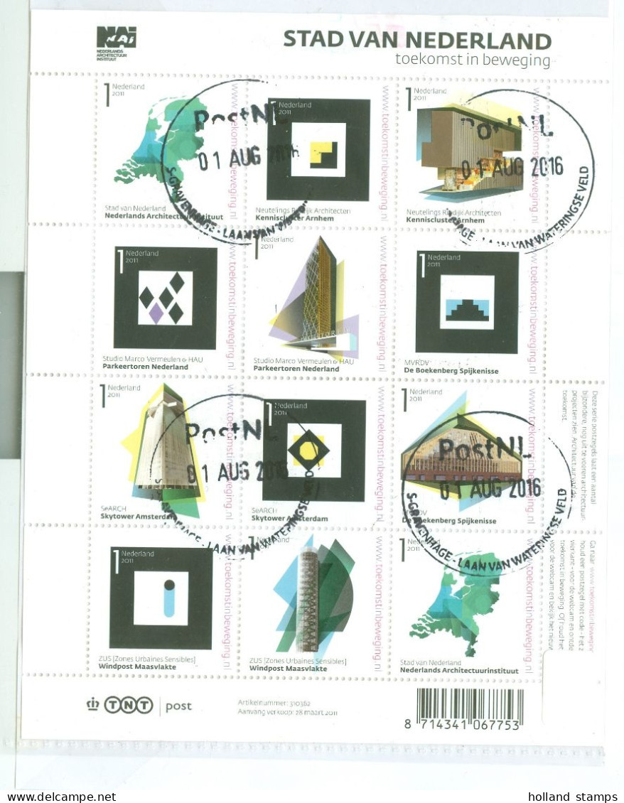 NEDERLAND 2011 * NVPH V 2802-2812 * BLOK * 12 POSTZEGELS * POSTFRIS GESTEMPELD * Architectuurinstituut Cat.w. Euro 24,00 - Used Stamps