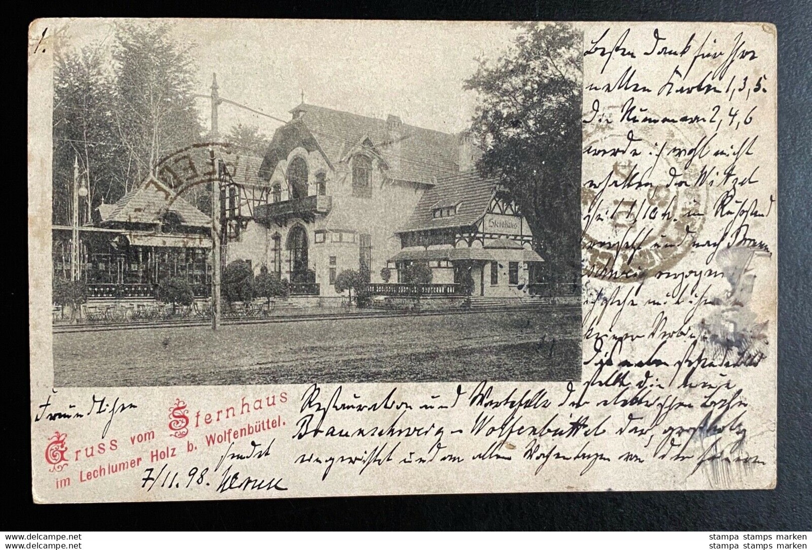 AK Litho Gruss Vom Sternhaus Im Lechlumer Holz B. Wolfenbüttel Gestempelt 1918 Mit Mi. 46 Zwischensteg Unten !! - Wolfenbuettel