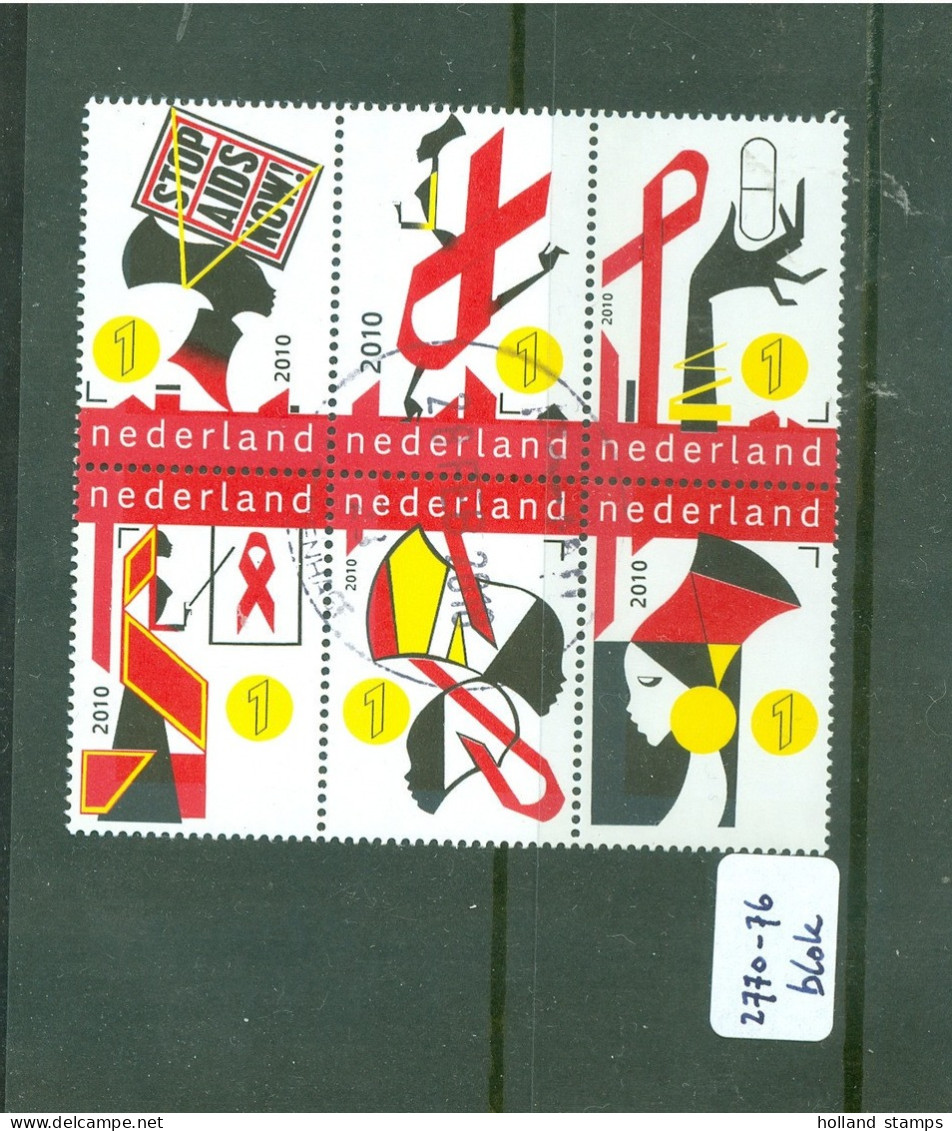 NEDERLAND 2010 NVPH 2770-2775 * STOP AIDS NOW  * BLOC * BLOCK * POSTFRIS GESTEMPELD - Used Stamps