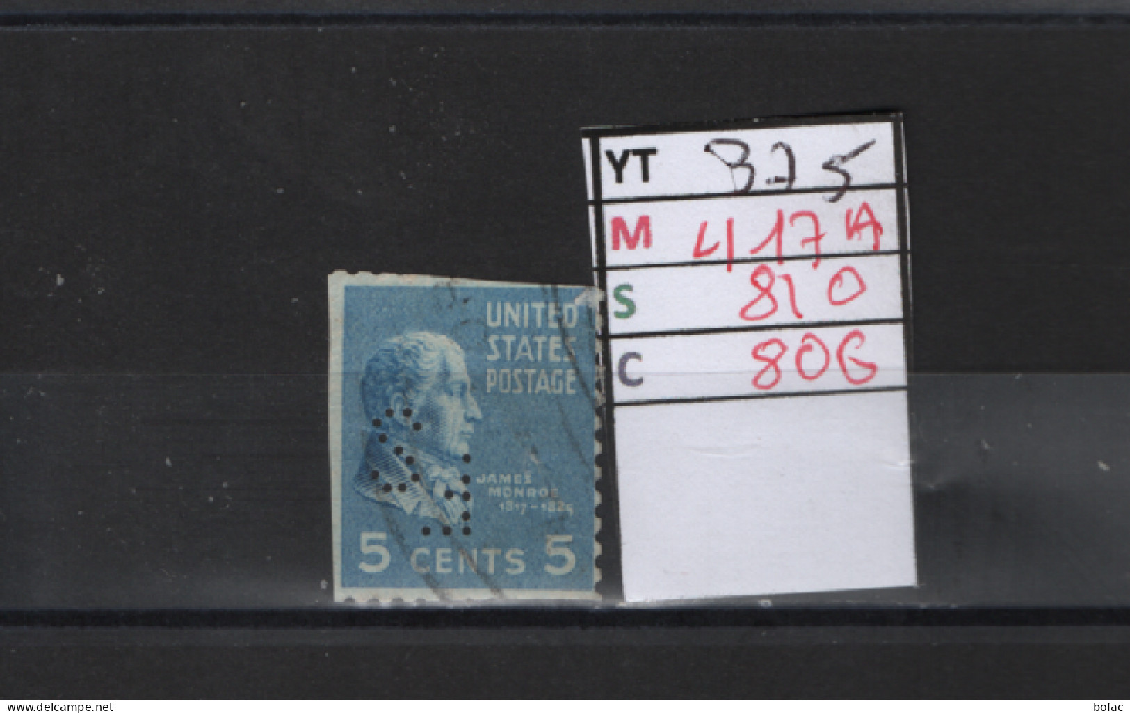 PRIX FIXE Obl 375 YT 417A MIC 810 SCO 806 GIB J,Monroe 1938 Etats Unis 58A/02 2 Teintes - Perforados