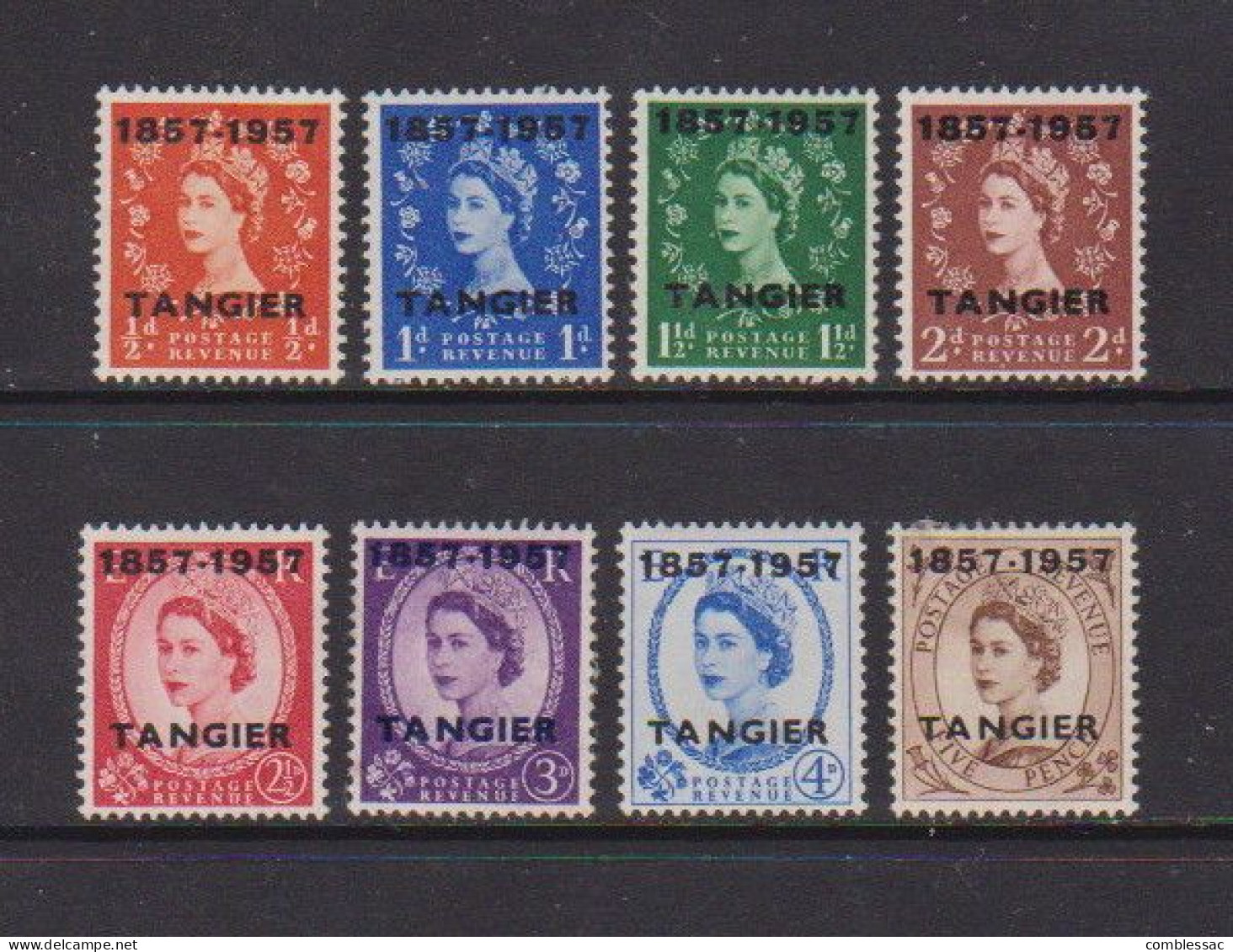 MOROCCO  AGENCIES  TANGIER     1957   Q E II   Opt  1857-1957   Part  Set  Of  8    MH - Postämter In Marokko/Tanger (...-1958)