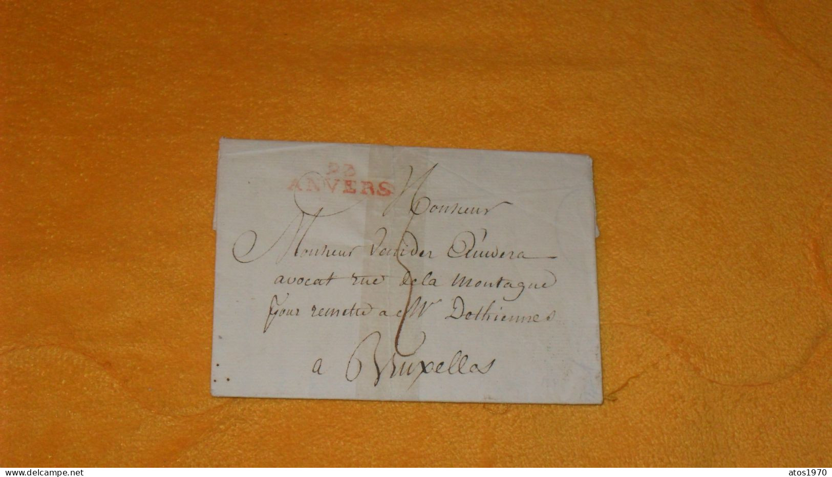 LETTRE ANCIENNE DE 1798../ MARQUE ROUGE 93 ANVERS POUR BRUXELLES AVEC TAXE - 1794-1814 (Période Française)