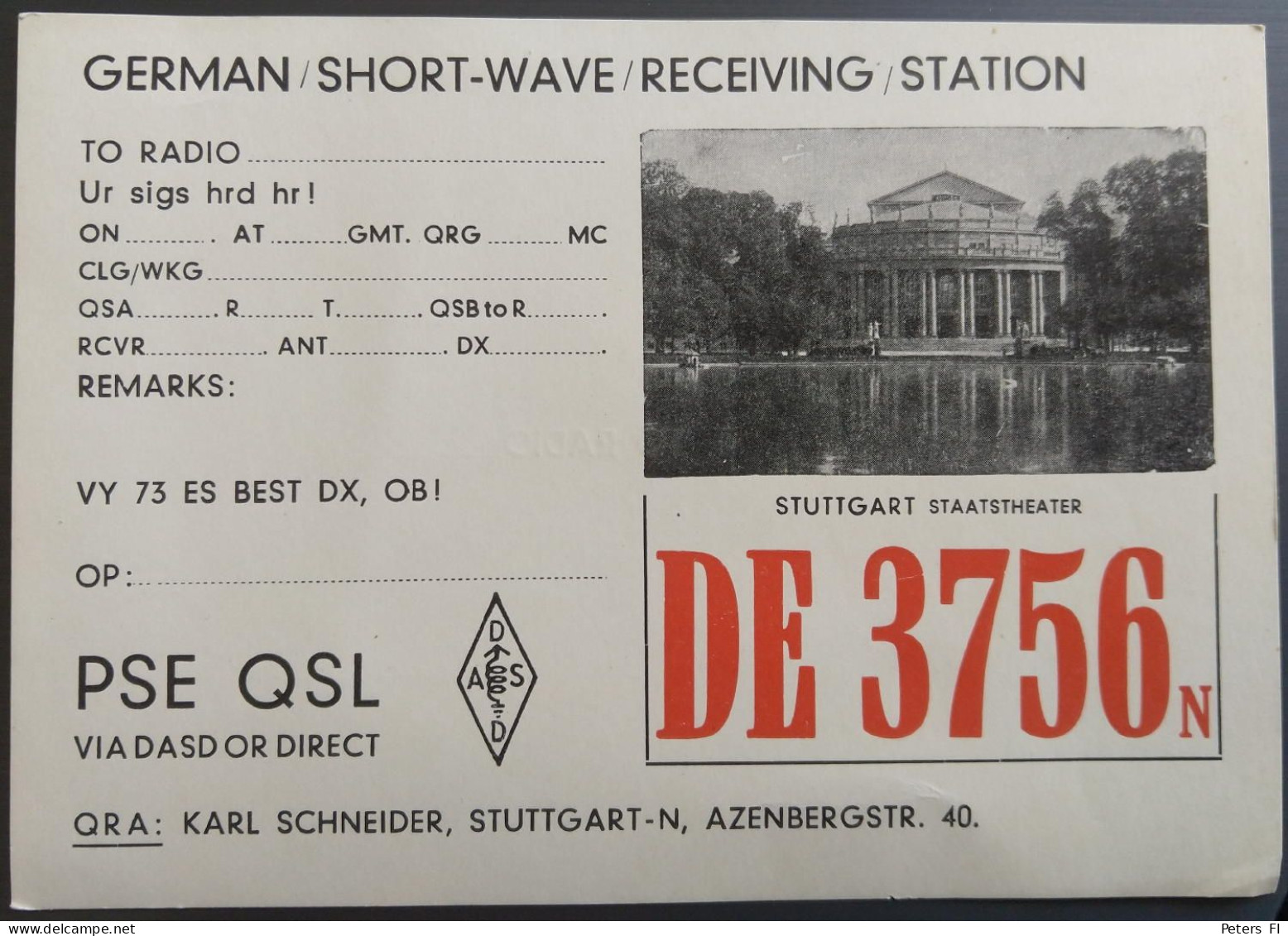Deutsches Reich, Radio-Kurzwellenkarte - Stuttgart - Literature & Schemes