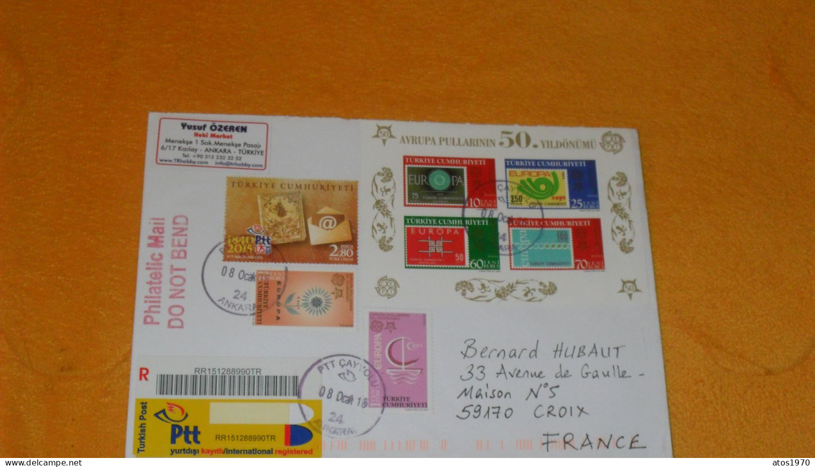 LETTRE DE 2016../ YUSUF OZEREN HOBI MARKET ANKARA..CACHETS PTT CAYYOLU ANKARA POUR CROIX FRANCE + TIMBRES - Covers & Documents