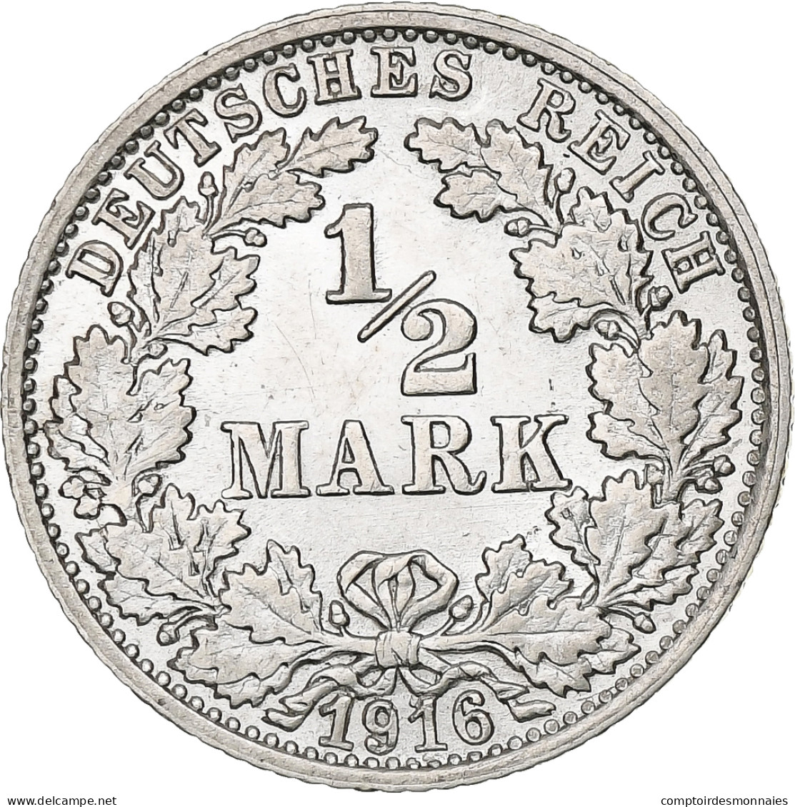 Empire Allemand, 1/2 Mark, 1916, Stuttgart, Argent, SUP+, KM:17 - 1/2 Mark