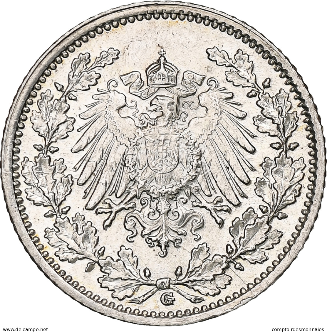 Empire Allemand, 1/2 Mark, 1917, Karlsruhe, Argent, SUP+, KM:17 - 1/2 Mark