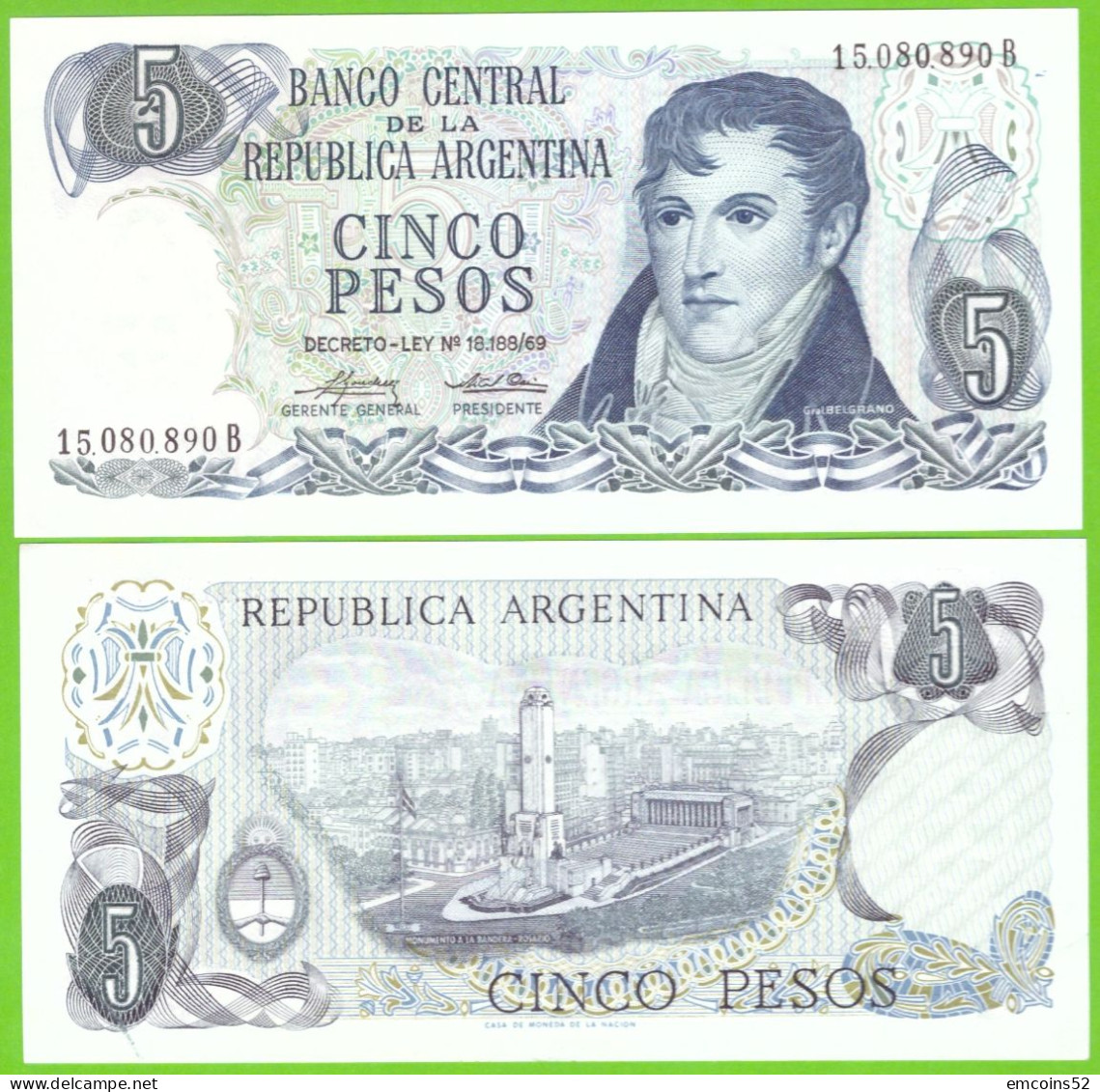 ARGENTINA 5 PESOS ND 1976 B P-294b UNC - Argentinien