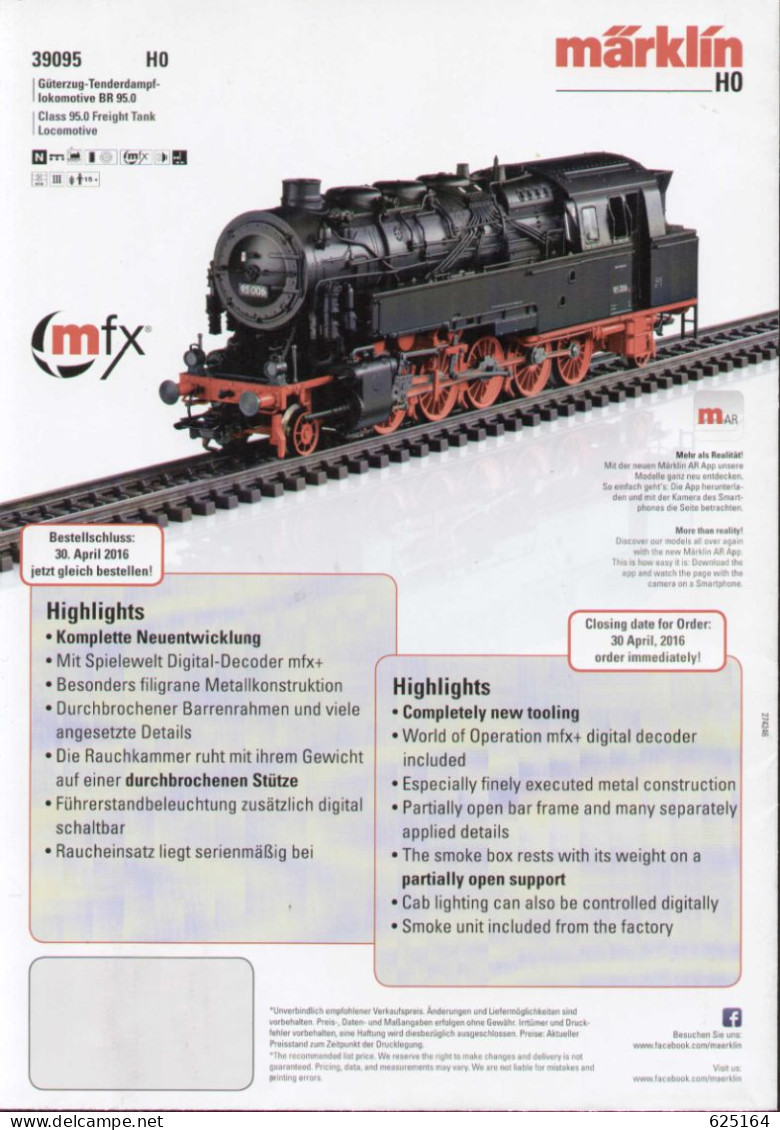 Catalogue MÄRKLIN 2016 Die Bergkönigin 95 006 Mit Decoder - Inglés