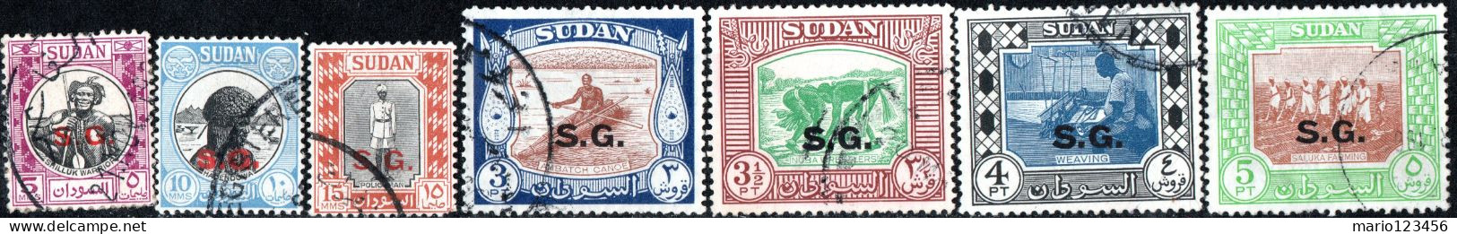 SUDAN BRITANNICO, SUDAN, PAESAGGI, LANDSCAPE, 1951, FRANCOBOLLI USATI Scott:SD O48-O50,O52-O55 - Soudan (...-1951)