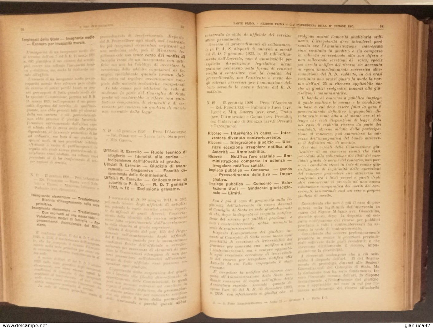 Il Foro Amministrativo Vol.2 1926 Direzione Amministrazione Roma (BV03) Come Foto Raccolta Giurisprudenza Amministrativa - Libri Antichi