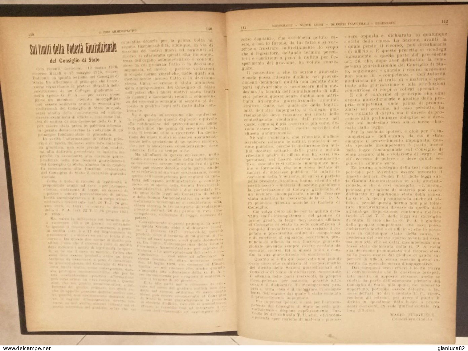 Il Foro Amministrativo Vol.2 1926 Direzione Amministrazione Roma (BV03) Come Foto Raccolta Giurisprudenza Amministrativa - Alte Bücher