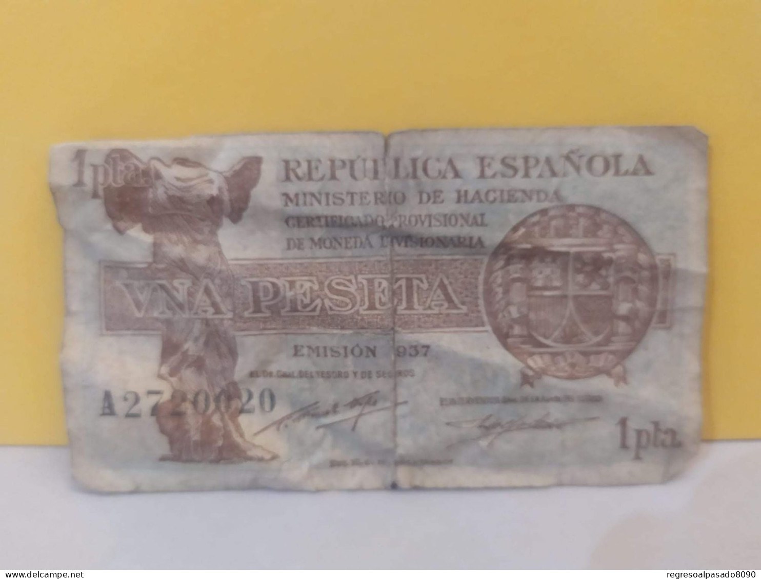 Antiguo Billete Republica Española 1 Peseta Año 1937 - 1-2 Peseten