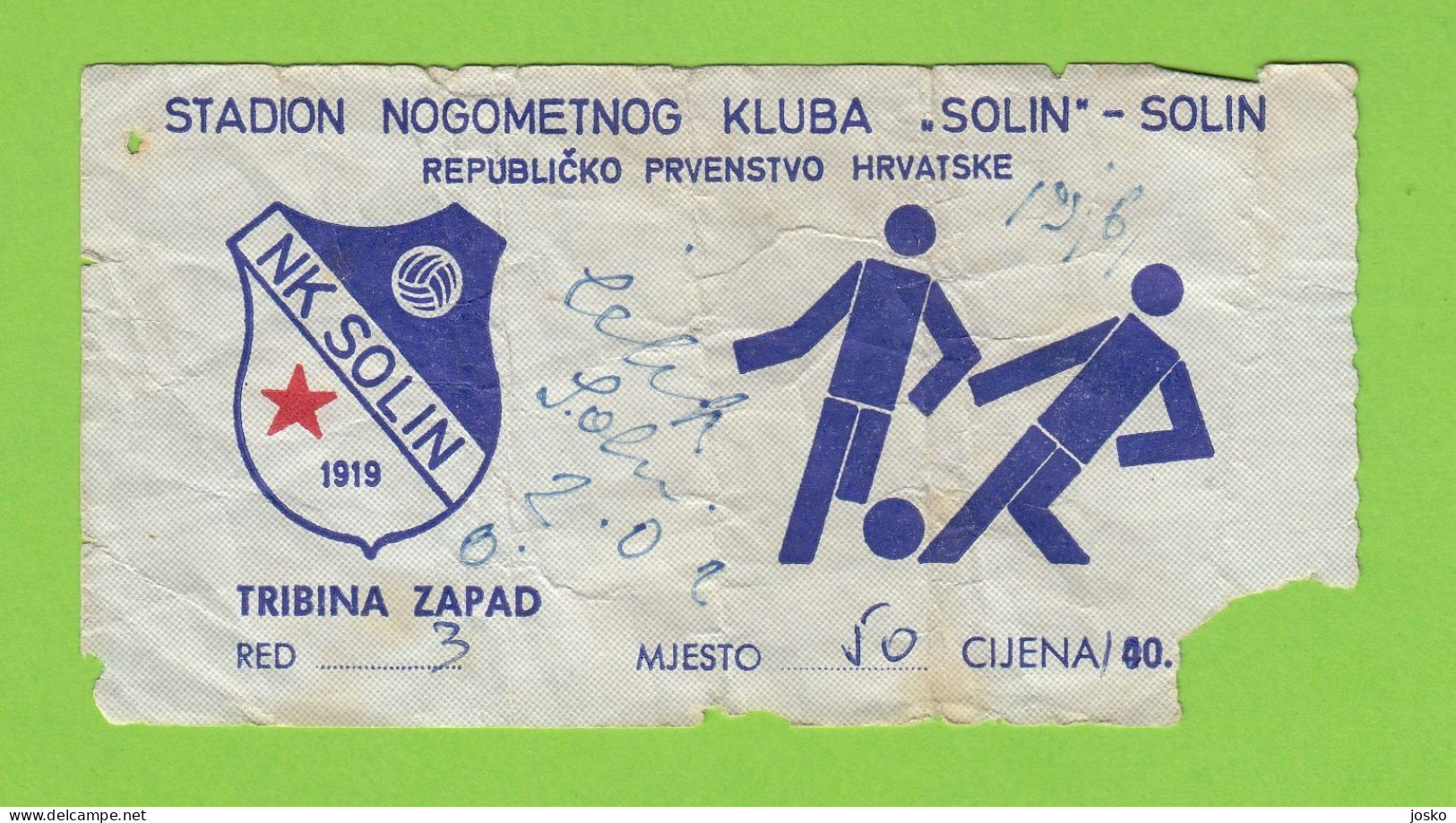 SOLIN Vs ČELIK ZENICA Ulaznica (1983) ČELIK UŠAO U 1. LIGU Yugoslavia Croatia Bosnia And Herzegovina Football Ticket - Tickets D'entrée