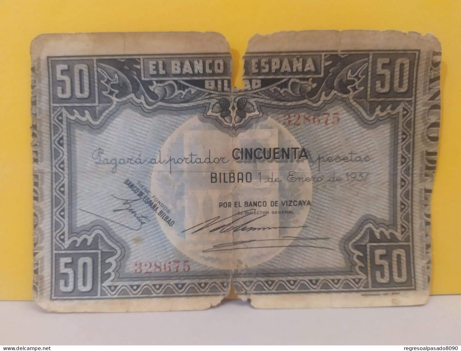 Antiguo Billete Banco De España Bilbao 50 Pesetas Año 1937 - 50 Pesetas