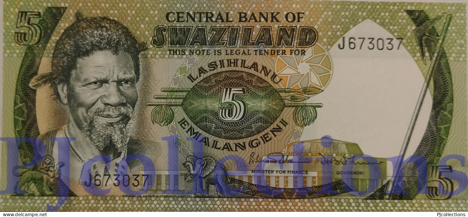 SWAZILAND 5 EMALANGENI 1984 PICK 9b UNC - Swasiland