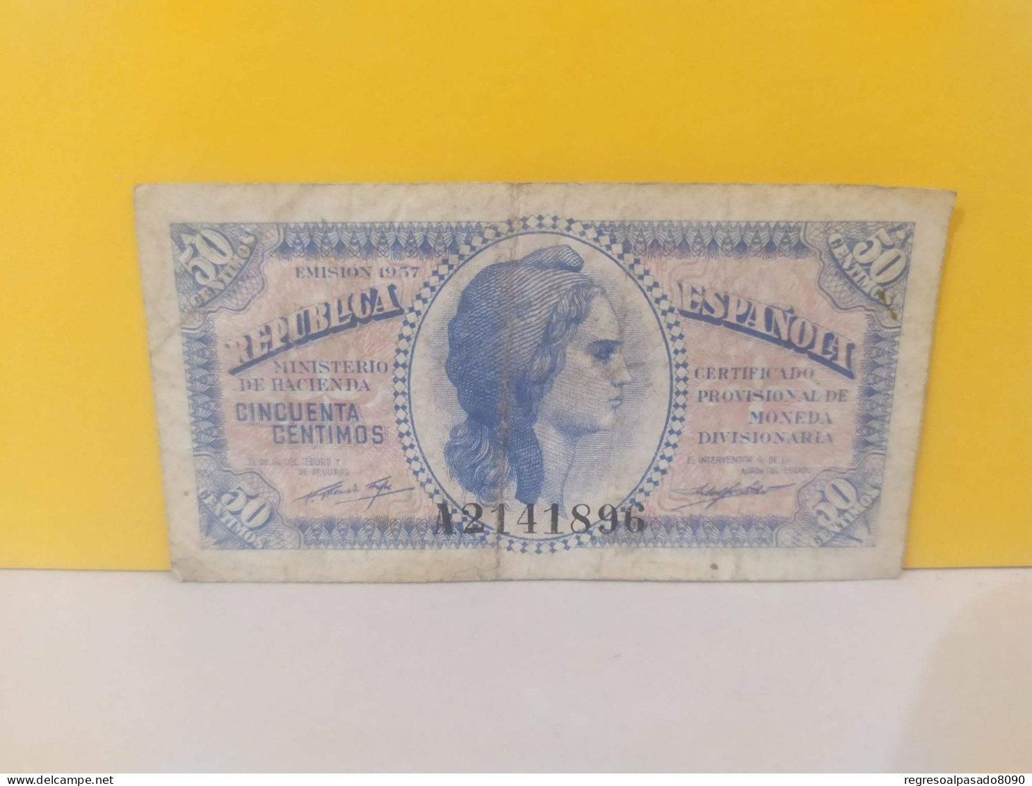 Antiguo Billete Republica Española 50 Centimos Año 1937 - Other & Unclassified