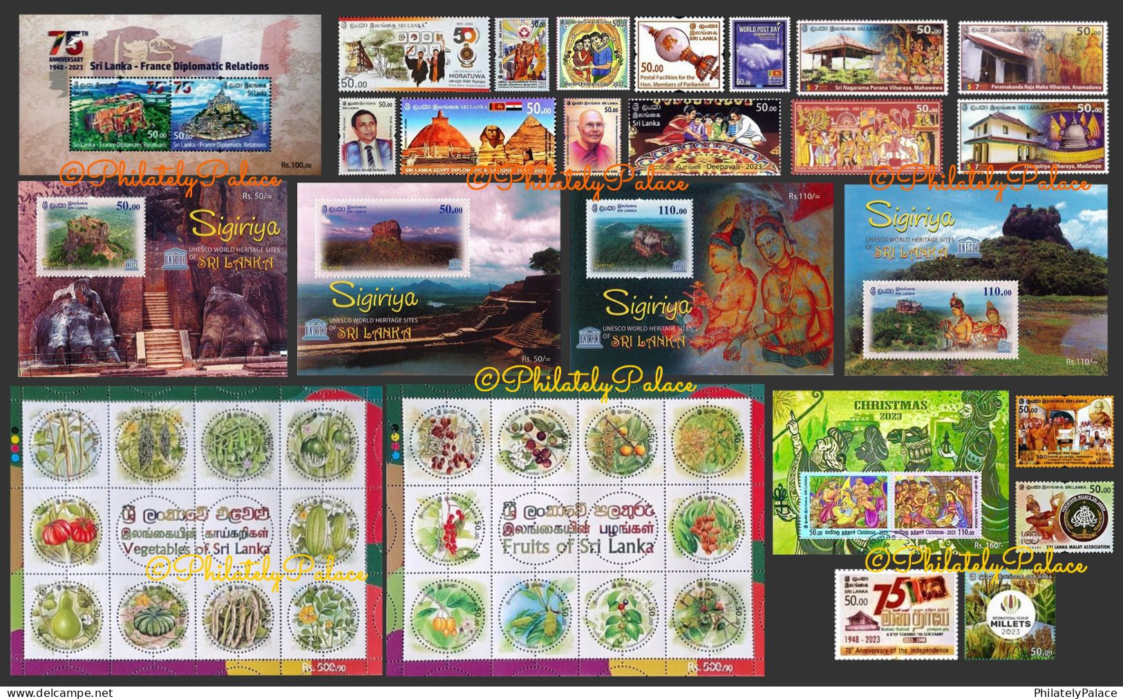 SRI LANKA 2023 Year Pack,46 Stamps,Joint Issue,France,Egypt,Fruit,Vegetable, Christmas,MNH (**) Inde Indien - Sri Lanka (Ceylan) (1948-...)