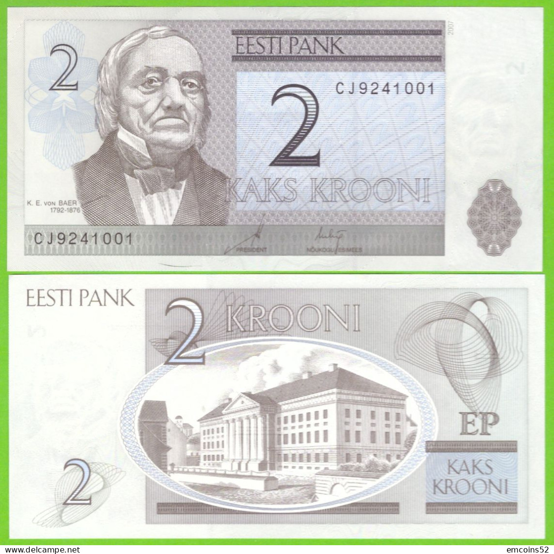 ESTONIA 2 KROONI 2007 P-85b UNC - Estonia