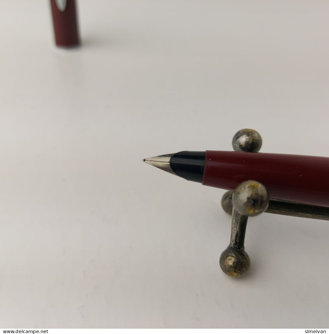 Vintage Fountain Pen Parker 45 Dark Red Chrome Fine Nib Made in England #5481