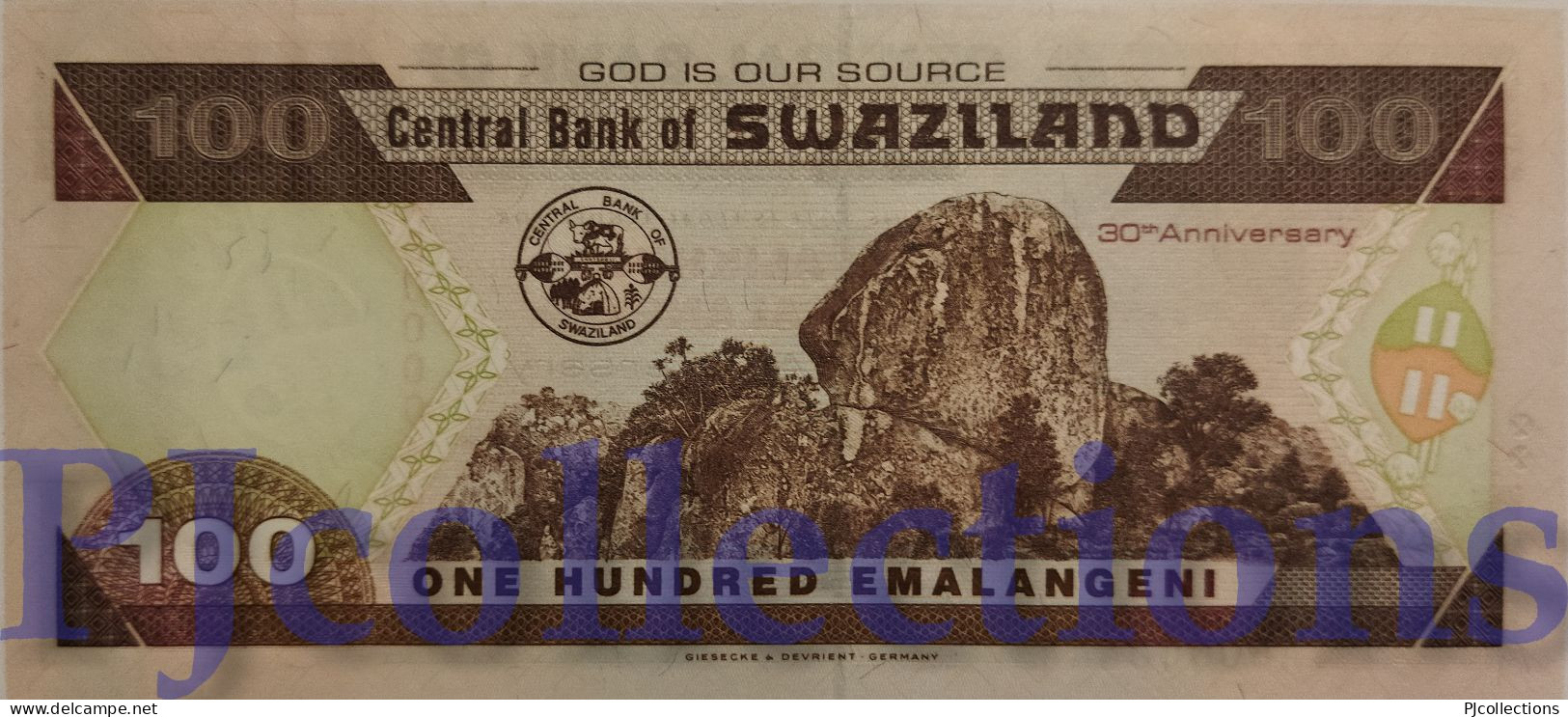 SWAZILAND 100 EMALANGENI 2004 PICK 33 UNC LOW & GOOD SERIAL NUMBER "AB0000444" - Swasiland