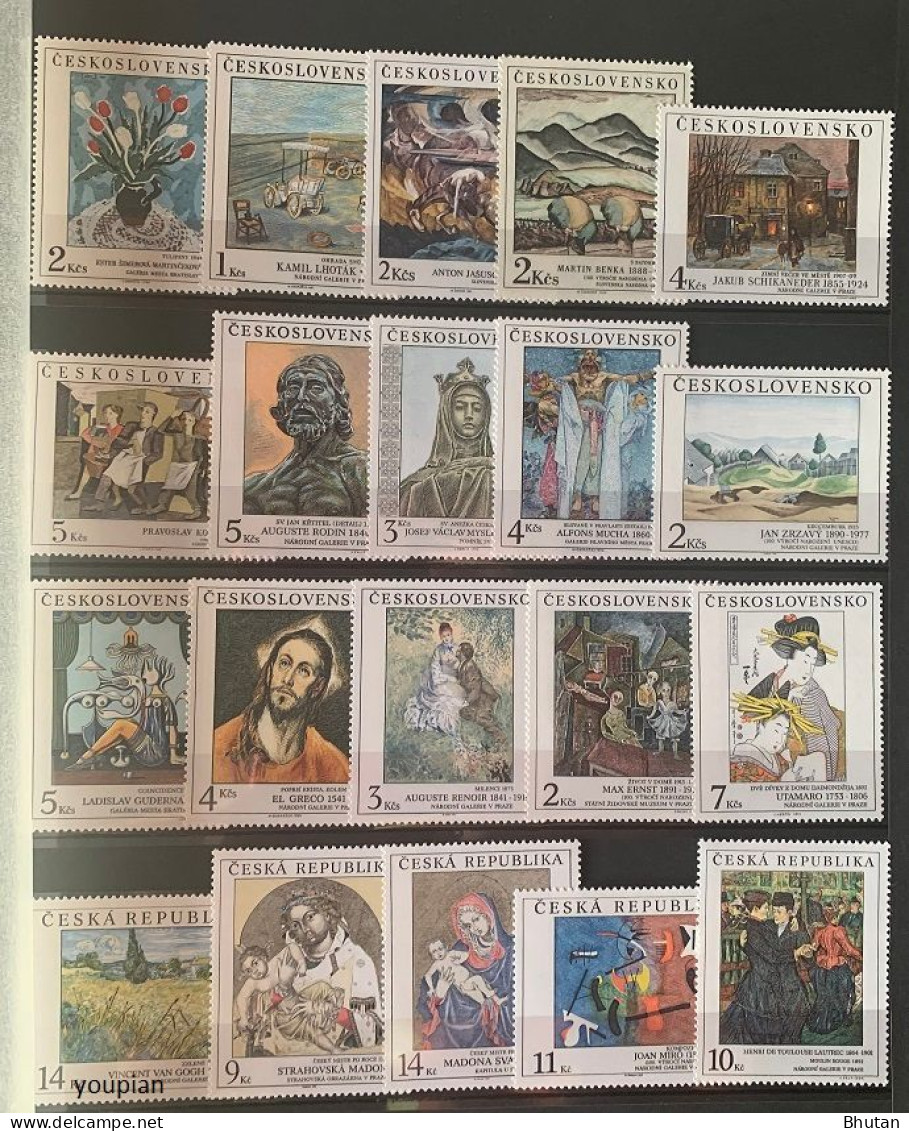 Czechoslovakia and Czechia 1966-2020, Art on Stamps, MNH Stamps Set