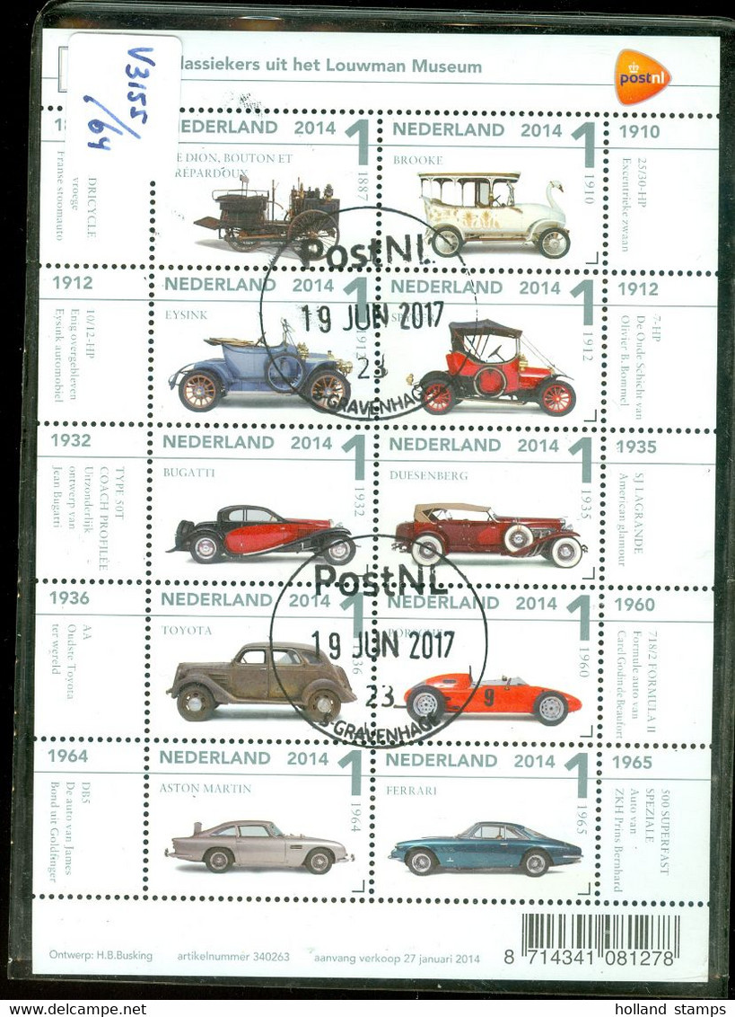 NEDERLAND * BLOK NVPH V 3155 - 3164 * AUTO KLASSIEKERS * ANTIQUE VOITURES * POSTFRIS  GESTEMPELD * CAT.W.EURO 20,00 - Used Stamps