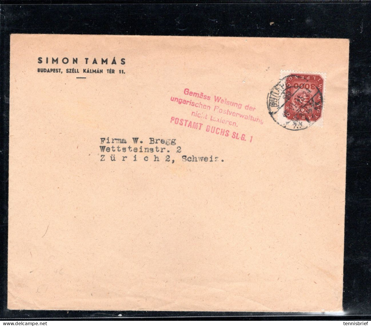 1946 , Inflation Cover Printed Matter," Budapest 15.6.46 " Right Rate, Rare Single Franking # 1496 - Covers & Documents