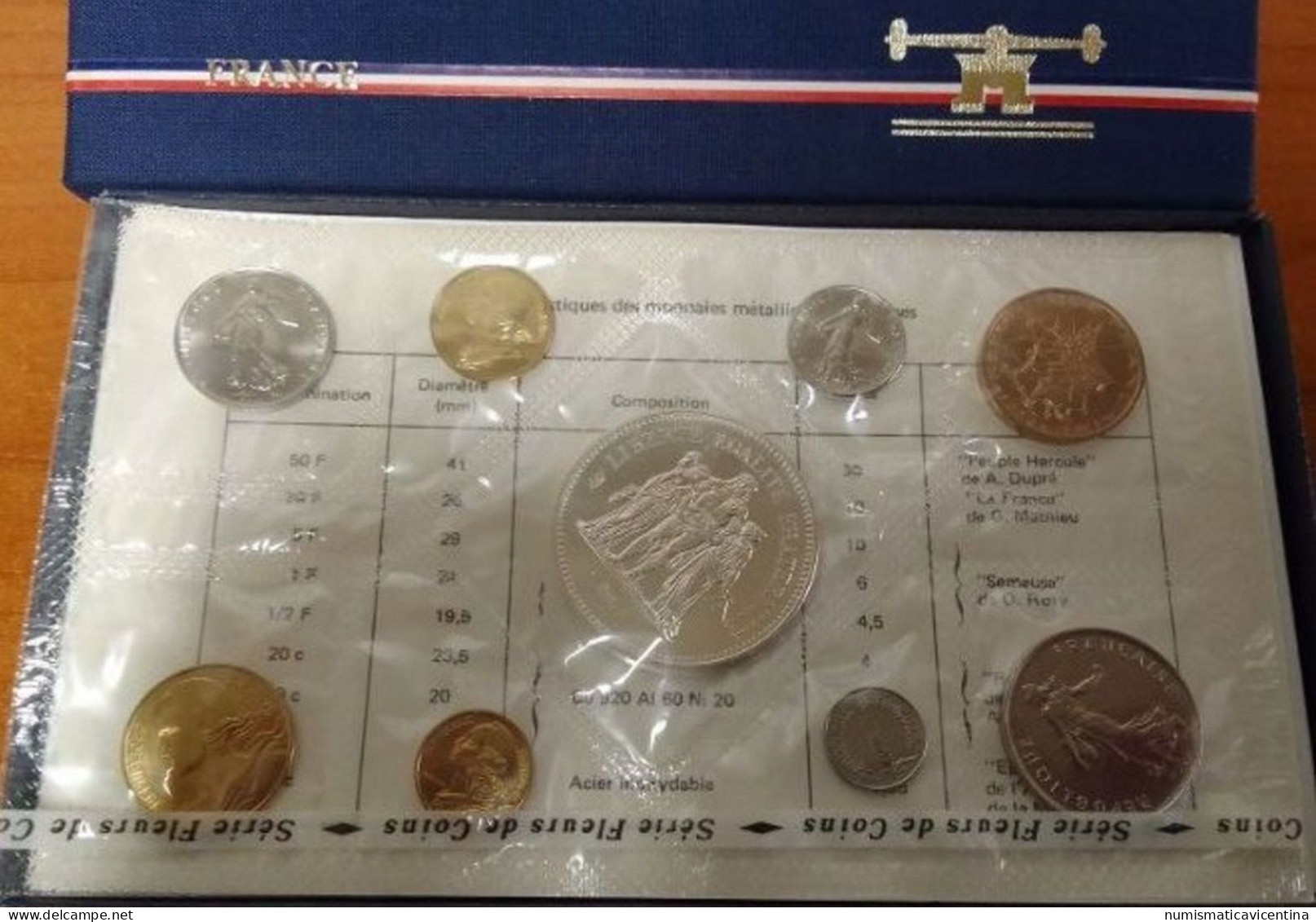 France Set Coins 1974 Coffret Francia Serie Zecca Parigi 9 Monete BU - BU, BE, Astucci E Ripiani