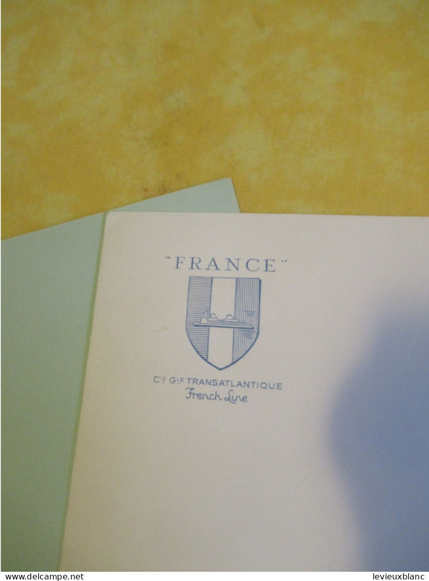 2 Papiers à Lettre Vierges à En-tête  Paquebot "FRANCE"/ Cie Gle Transatlantique/French Lines/ Vers 1970         MAR120 - Schiffe