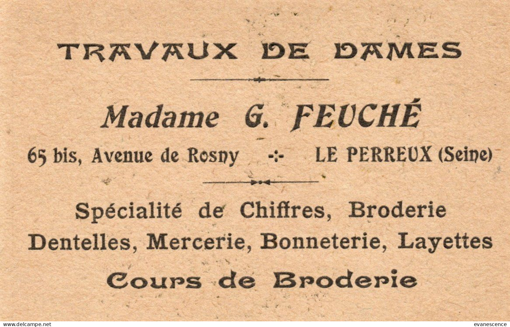 Cartelette B. Rabier  : PUB Mercerie Au Perreux  ///  Réf. Fév. 24  ///   N° 29.334 - Rabier, B.