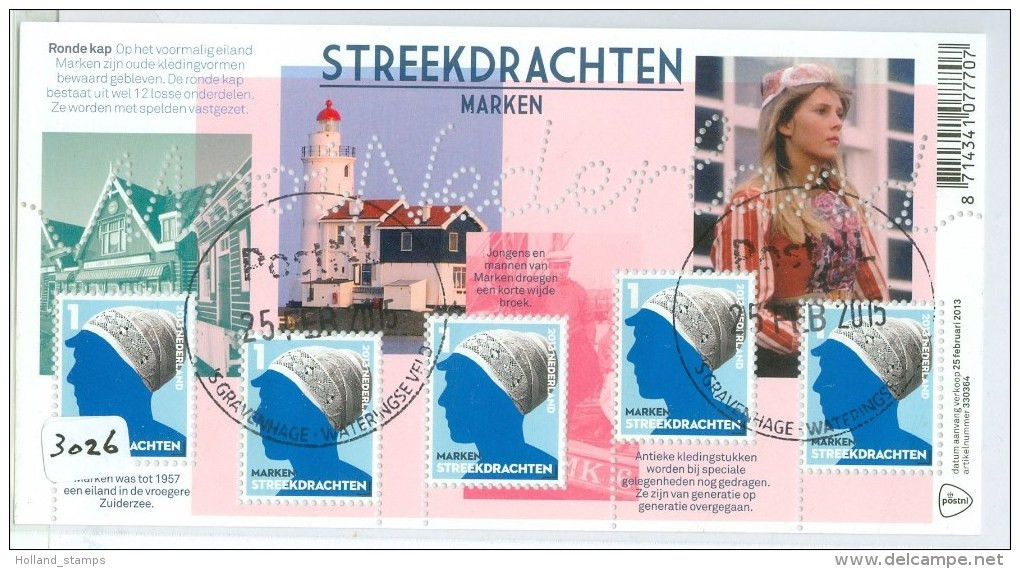 NEDERLAND * NVPH 3026 * STREEKDRACHTEN * MARKEN * BLOK * POSTFRIS GESTEMPELD * Cat.w. Euro 10,00 - Used Stamps