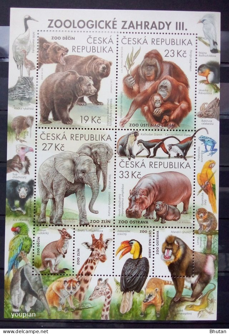Czechia 2018, Animals Of The Zoological Garden In Praha, MNH S/S - Unused Stamps
