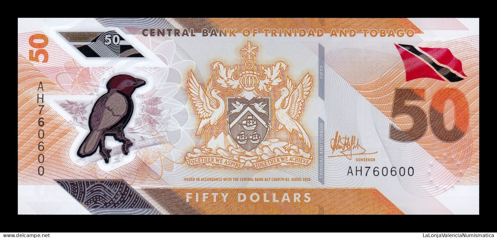 Trinidad & Tobago 50 Dollars 2020 Pick 64 Polymer Sc Unc - Trinidad En Tobago