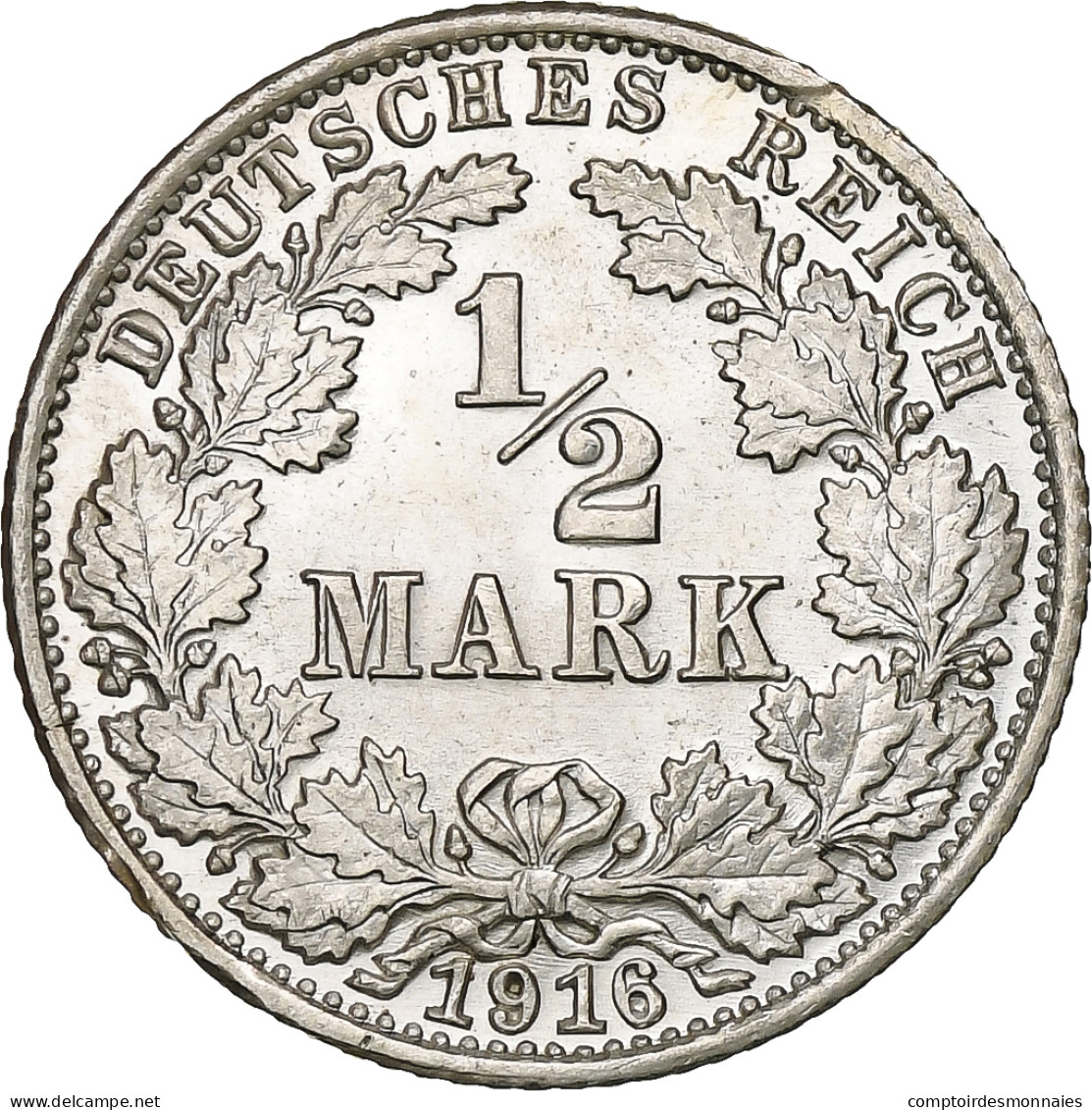 Empire Allemand, 1/2 Mark, 1916, Karlsruhe, Argent, SUP+, KM:17 - 1/2 Mark