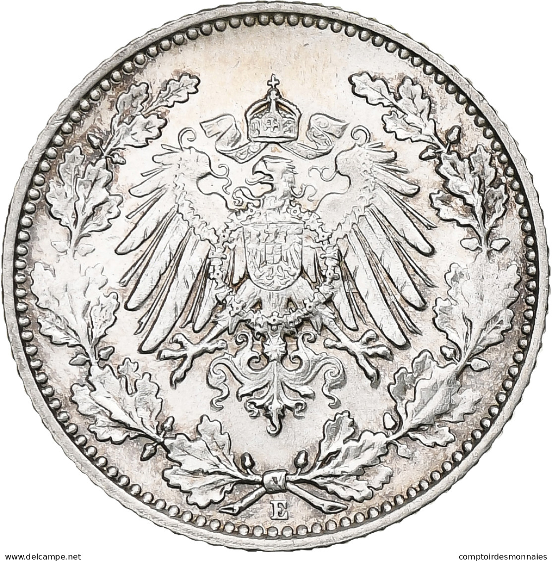 Empire Allemand, 1/2 Mark, 1916, Muldenhütten, Argent, SUP+, KM:17 - 1/2 Mark