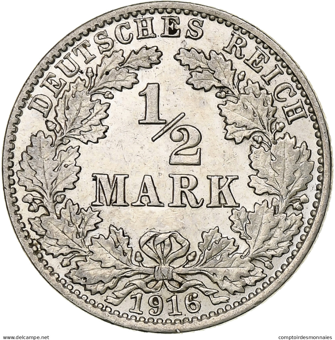 Empire Allemand, 1/2 Mark, 1916, Hambourg, Argent, SUP+, KM:17 - 1/2 Mark