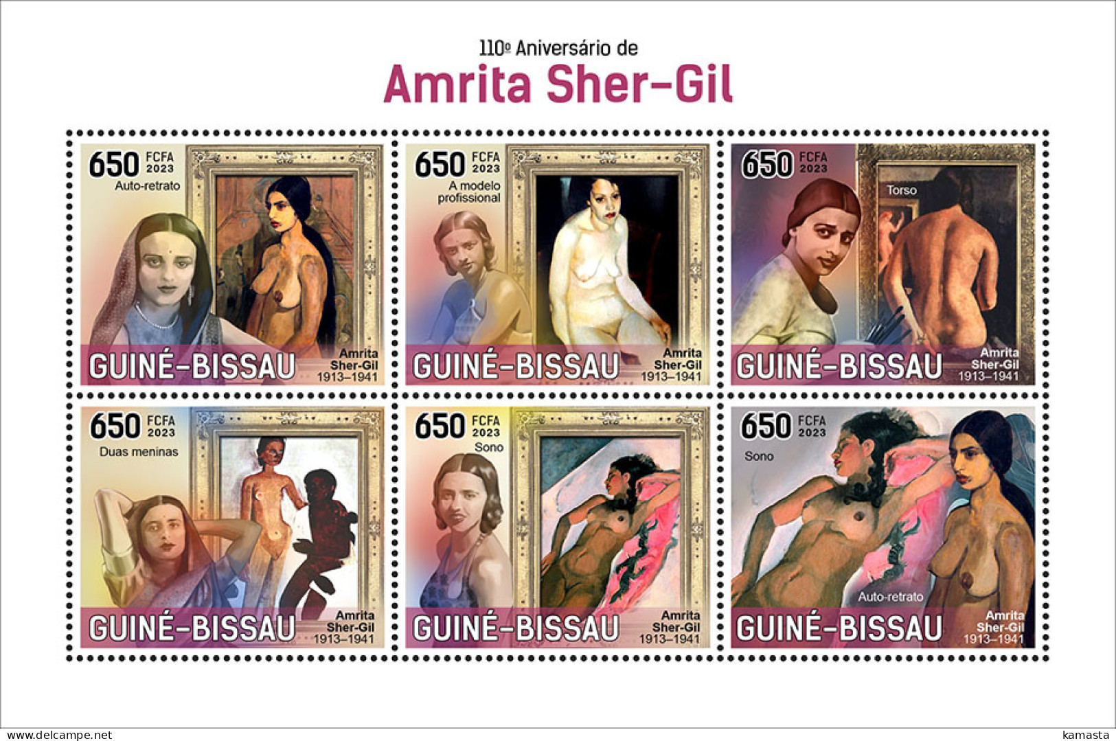 Guinea Bissau  2023 110th Anniversary Of Amrita Sher-Gi. (440a04) OFFICIAL ISSUE - Nudi