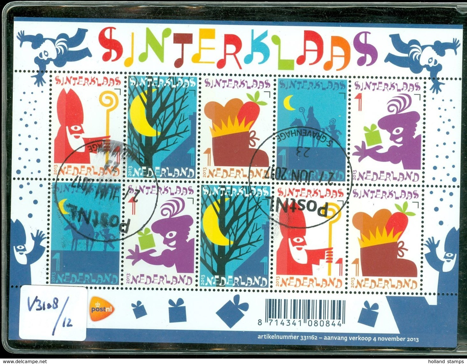 NEDERLAND * SINTERKLAAS * BLOK NVPH V 3108 - 3112 * POSTFRIS GESTEMPELD * CAT. W. EURO 20,00 - Gebruikt