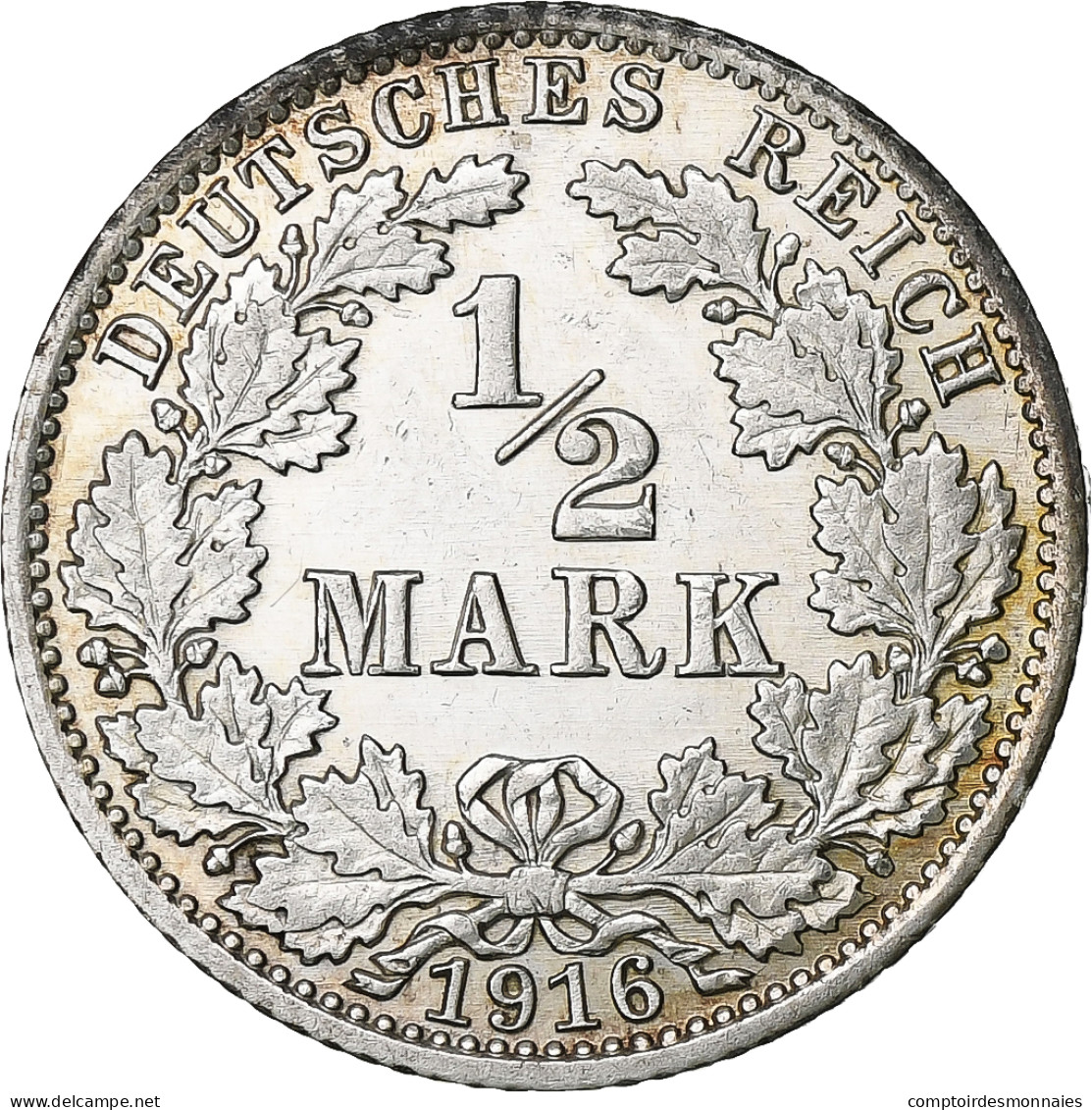 Empire Allemand, 1/2 Mark, 1916, Berlin, Argent, SUP+, KM:17 - 1/2 Mark