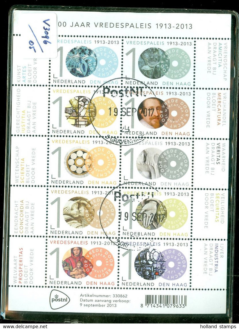 NEDERLAND NVPH  V.3096 - 3105 * BLOK * POSTFRIS GESTEMPELD * VREDESPALEIS * CAT W. EURO 20.00 (Mi 3096-3105) - Used Stamps