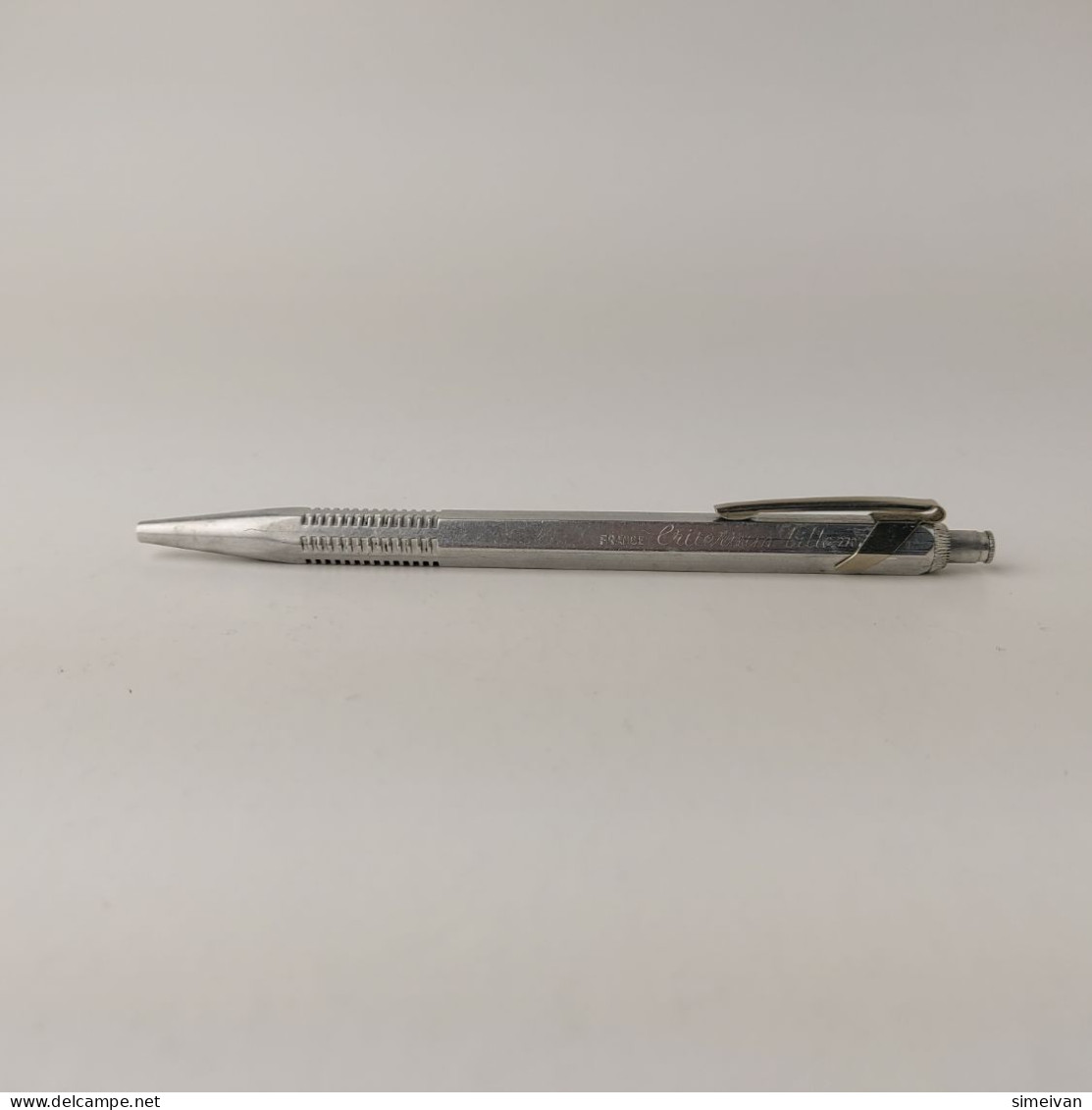 Vintage CRITERIUM 2707 Ballpoint Pen Blue Aluminum France Chrome Trim #5482 - Schreibgerät