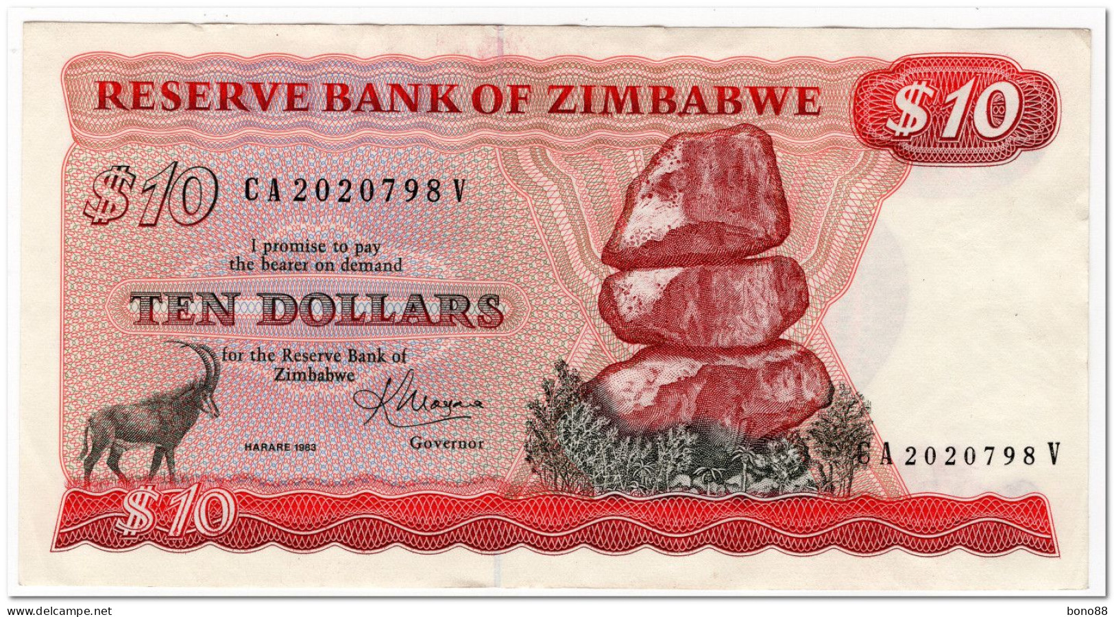 ZIMBABWE,10 DOLLARS,1983,P.3,XF - Simbabwe