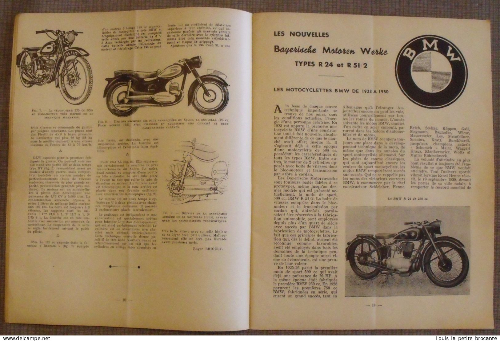 1 LIVRET "Revue technique MOTOCYCLISTE" . Sommaire :  Salon de Genève, les nouvelles BMW R24 ET R51/2, TRIUMPH T.W.N 250