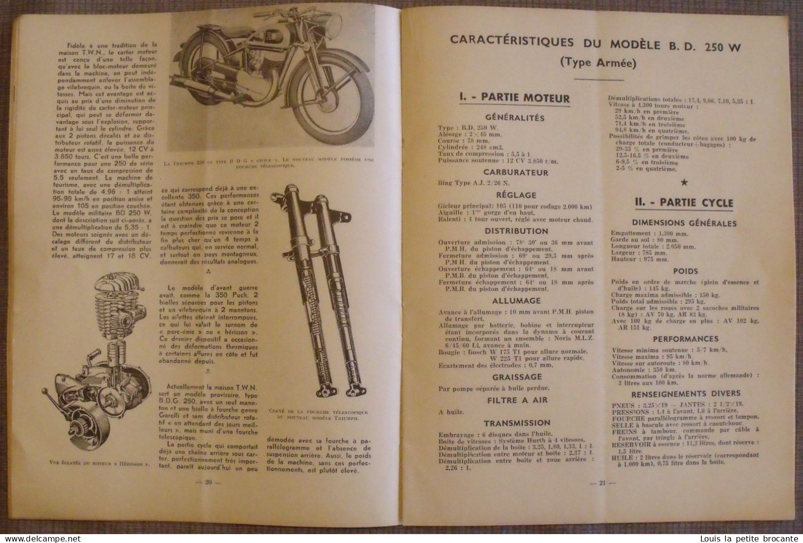 1 LIVRET "Revue technique MOTOCYCLISTE" . Sommaire :  Salon de Genève, les nouvelles BMW R24 ET R51/2, TRIUMPH T.W.N 250